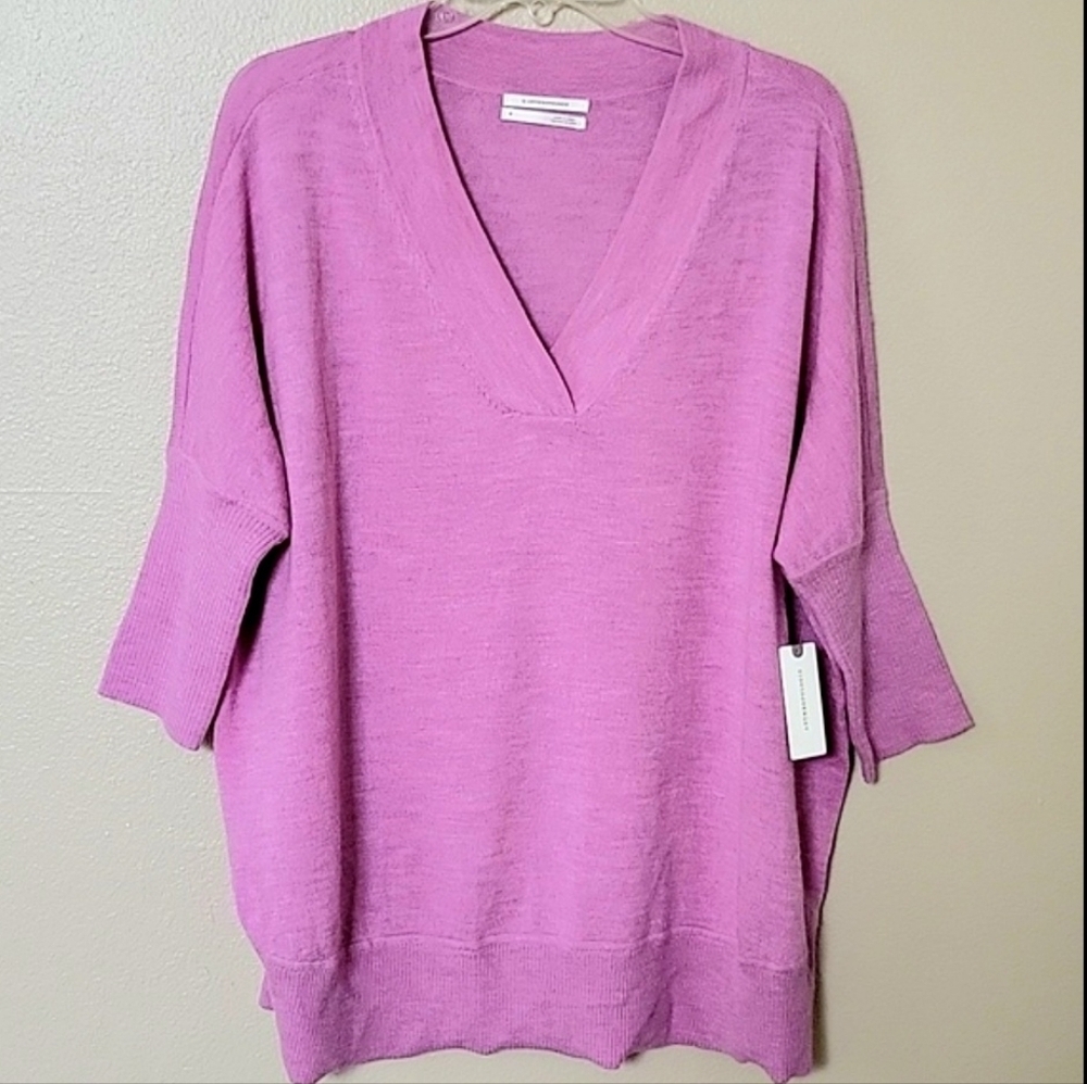 By Anthropologie Merino Wool Oversized Relaxed Slouchy V-Neck Sweater - Size M